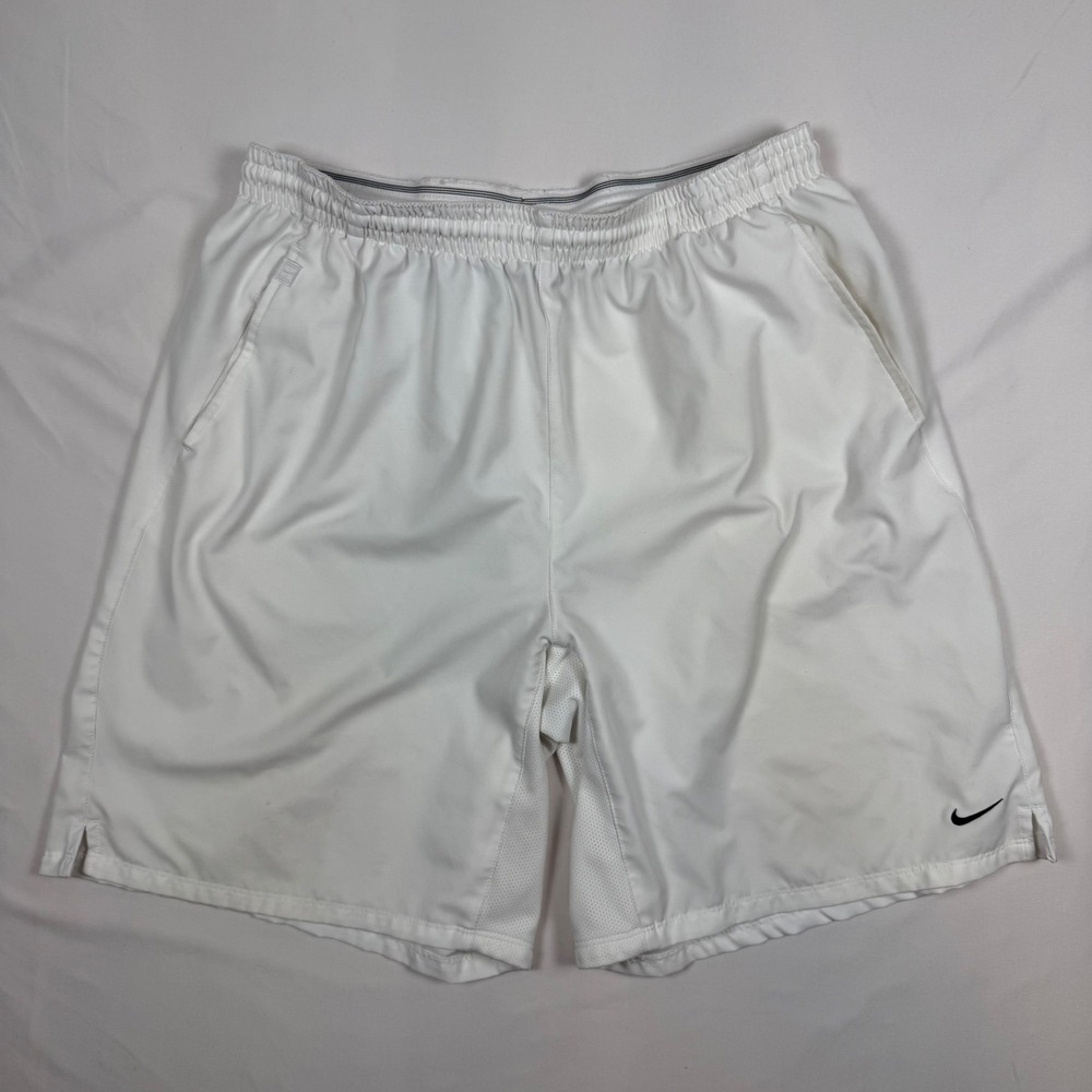 Nike Mens White Dri-FIT Tennis Shorts XL Elastic Waist Pockets RN56323 CA05553